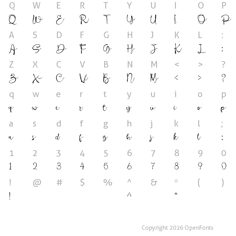 Character Map of Barona Script Regular