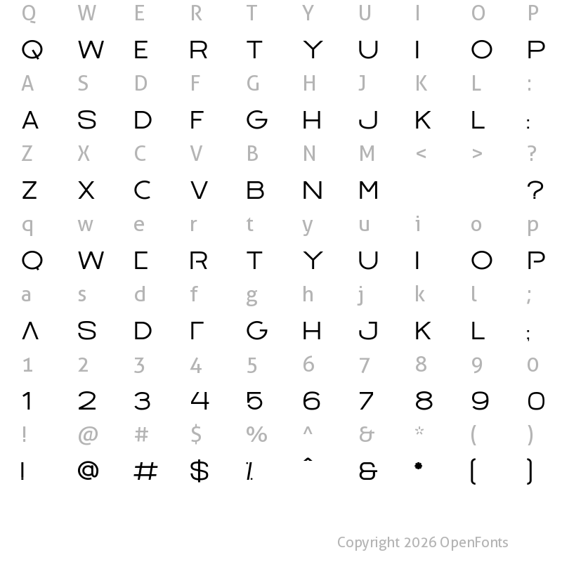 Character Map of Barques Regular