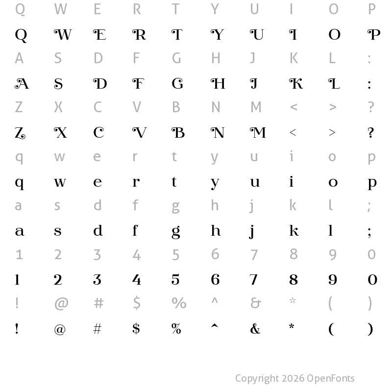 Character Map of Barteldes Small Semibold