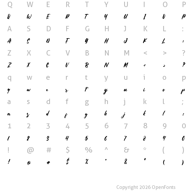 Character Map of Bartolome Regular