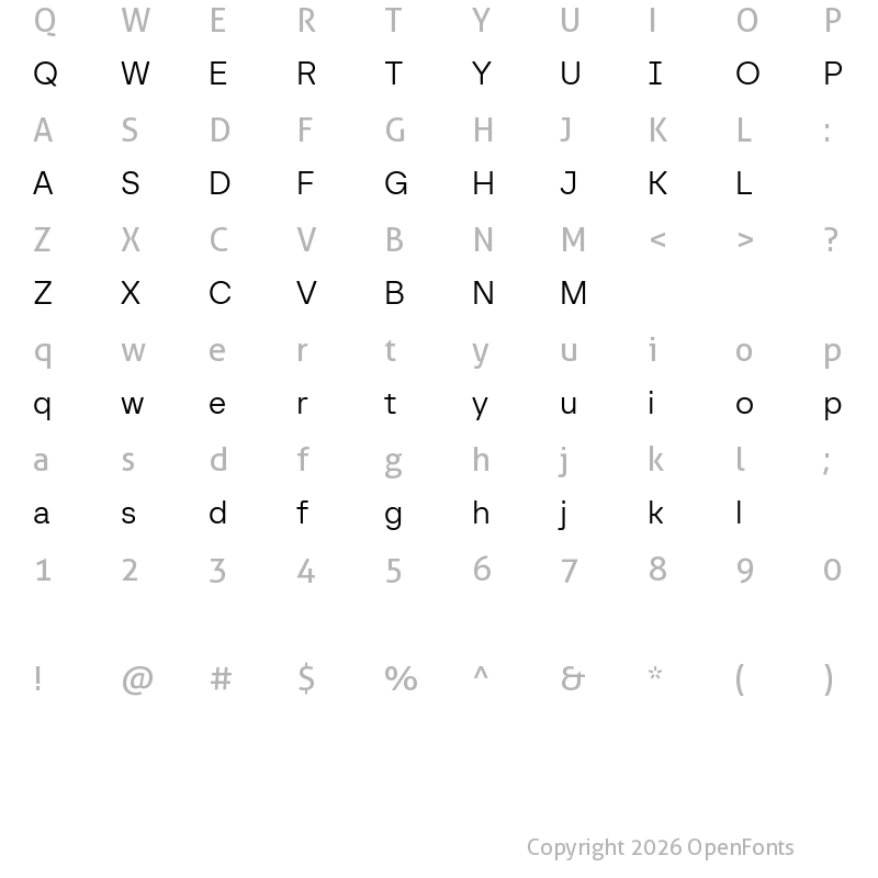Character Map of Baru Sans Demo Light