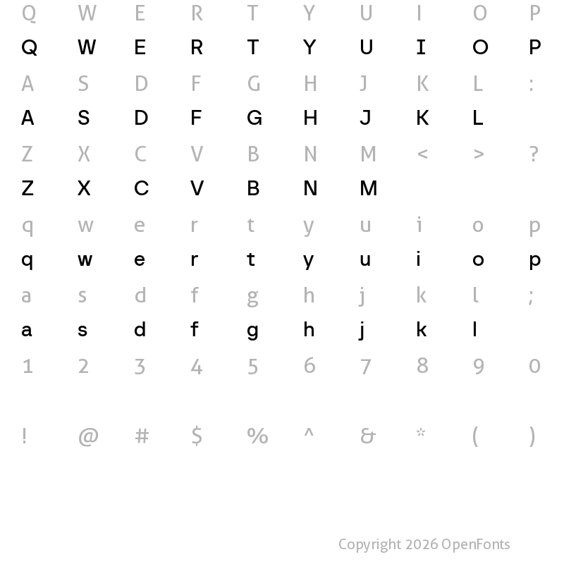 Character Map of Baru Sans Demo Medium