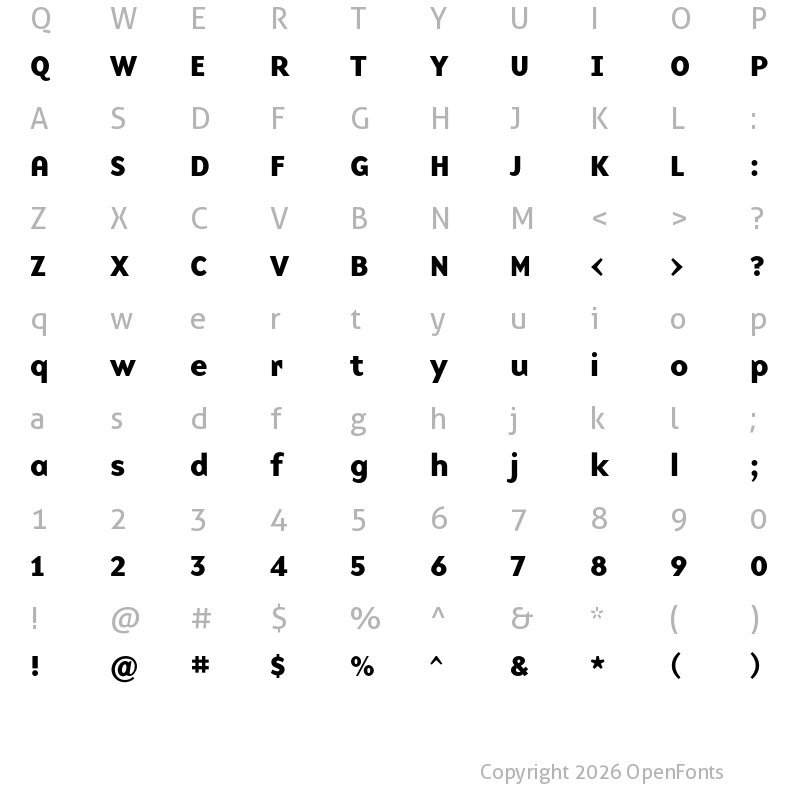Character Map of Base 900 Sans OT Bold