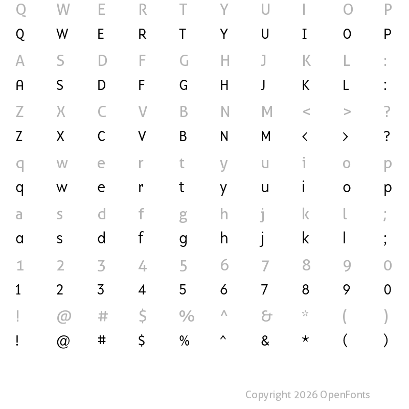 Character Map of Base 900 Sans OT Light