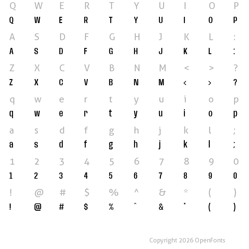 Character Map of Base Neue Condensed Medium