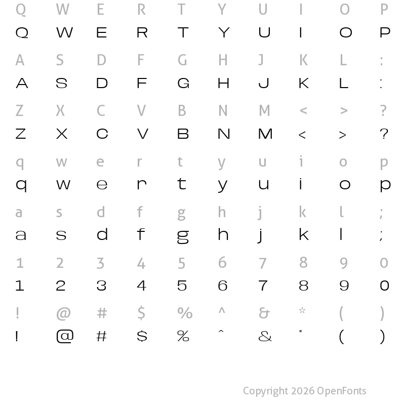 Character Map of Base Neue Expanded Light