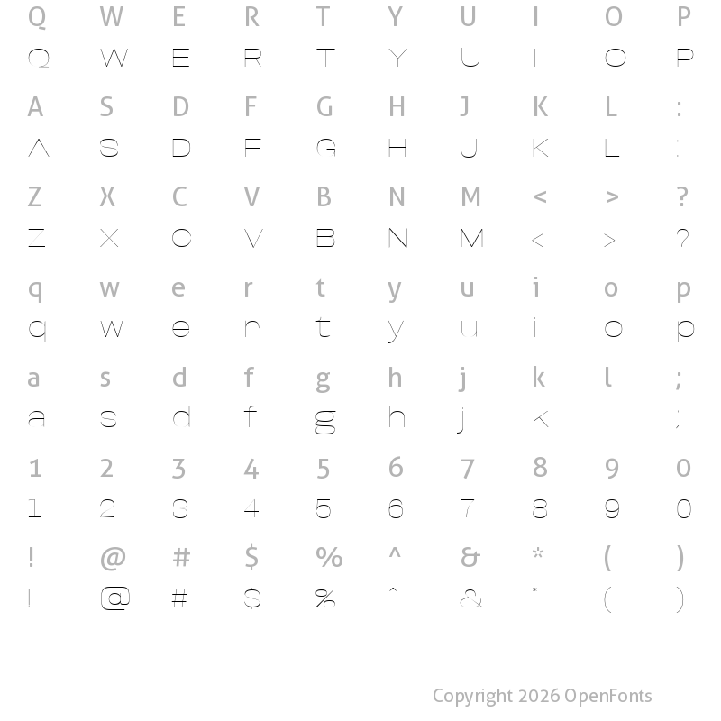 Character Map of Base Neue Expanded Thin