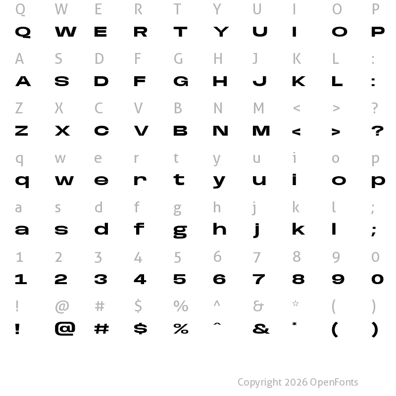 Character Map of Base Neue Super Expanded Bold