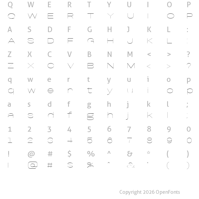 Character Map of Base Neue Super Expanded Thin