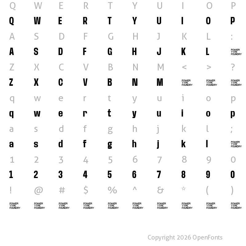 Character Map of Base Neue Trial Condensed Bold
