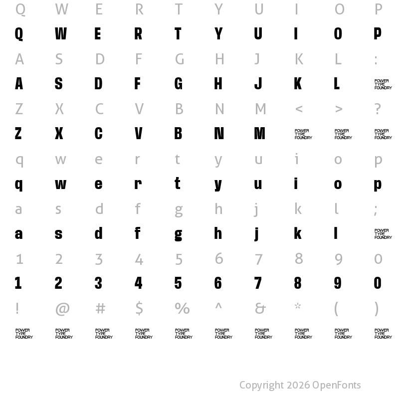 Character Map of Base Neue Trial Condensed Extra Bold