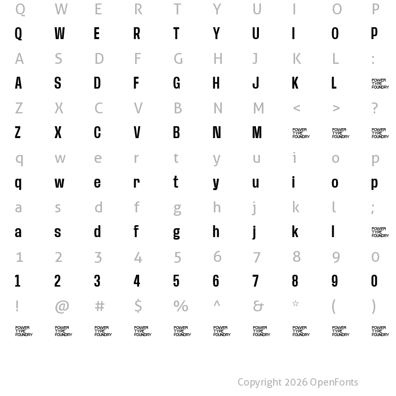 Character Map of Base Neue Trial Condensed Semi Bold