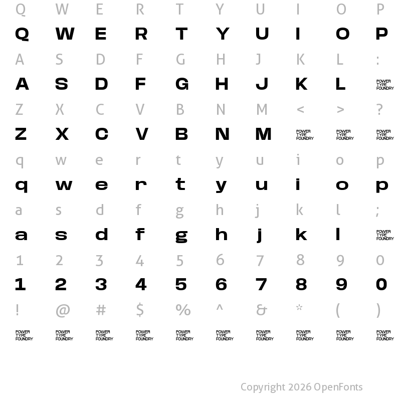 Character Map of Base Neue Trial Expanded Bold