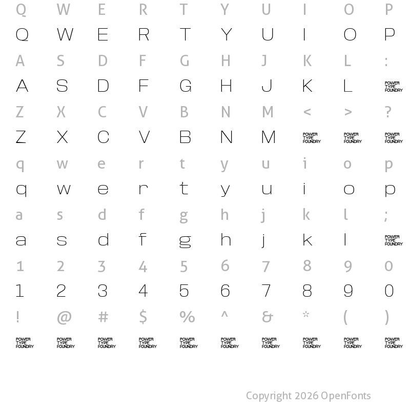Character Map of Base Neue Trial Expanded Extra Light