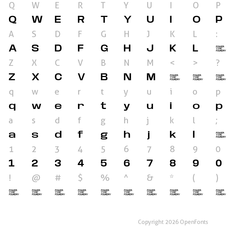 Character Map of Base Neue Trial Expanded Semi Bold