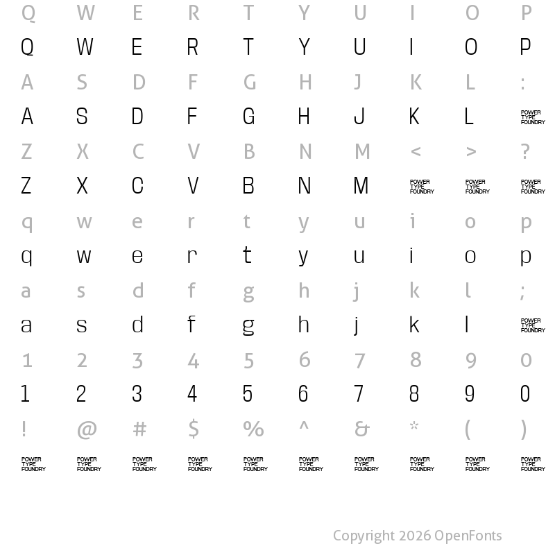 Character Map of Base Neue Trial Light