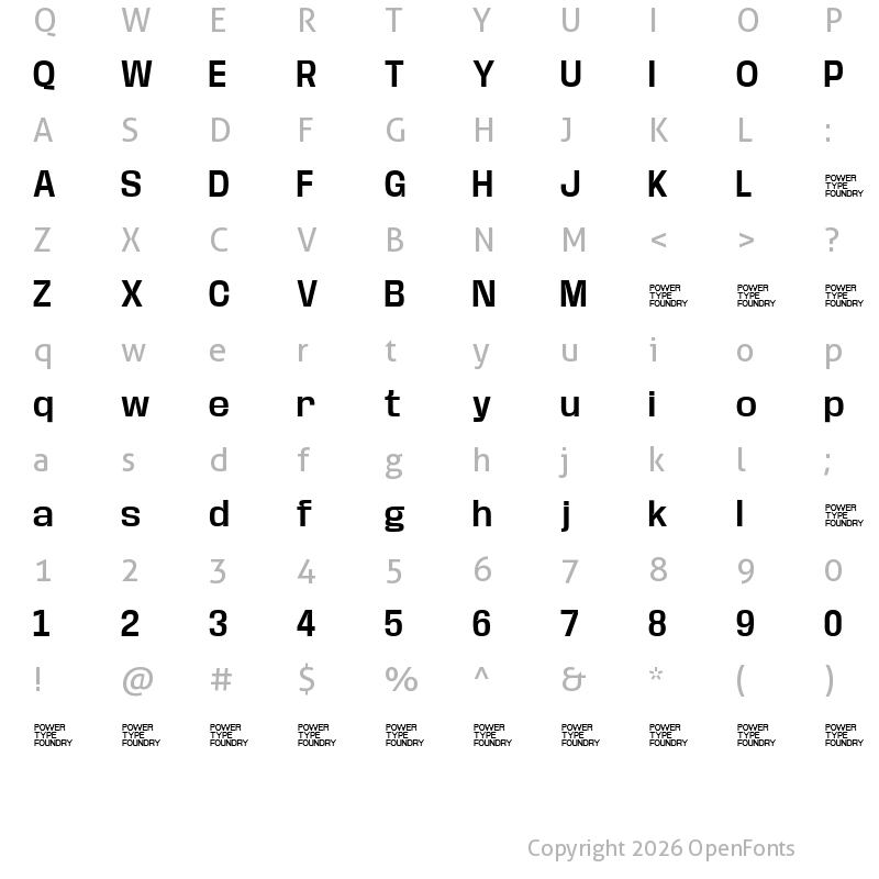 Character Map of Base Neue Trial Semi Bold