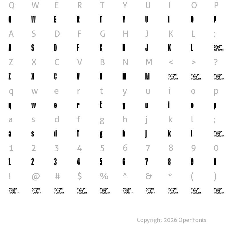 Character Map of Base Neue Trial Super Cond Bold