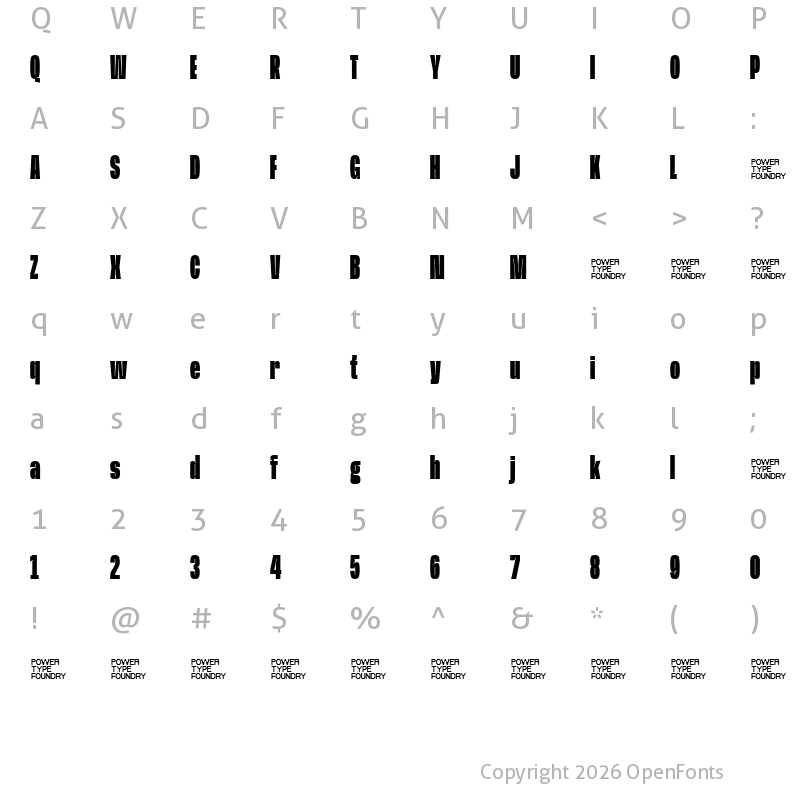 Character Map of Base Neue Trial Super Cond Extra Bold
