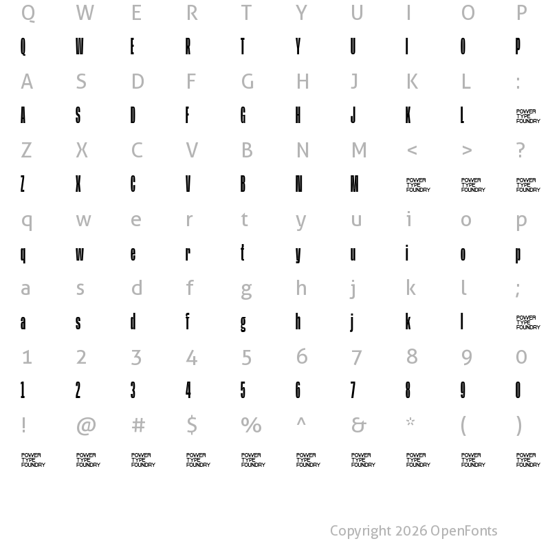 Character Map of Base Neue Trial Super Cond Medium