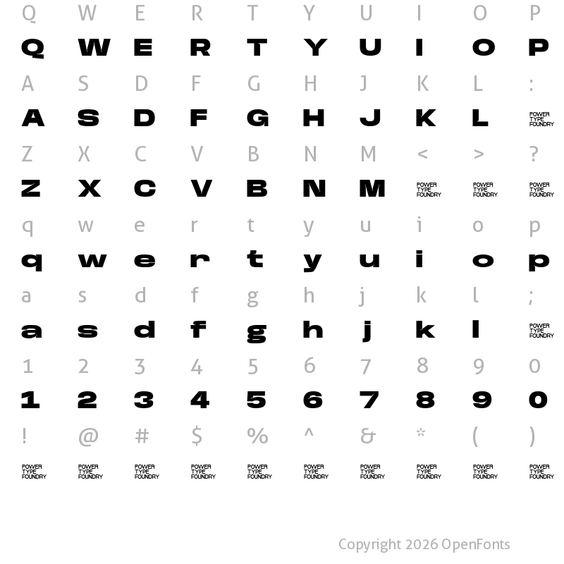 Character Map of Base Neue Trial Super Exp Black
