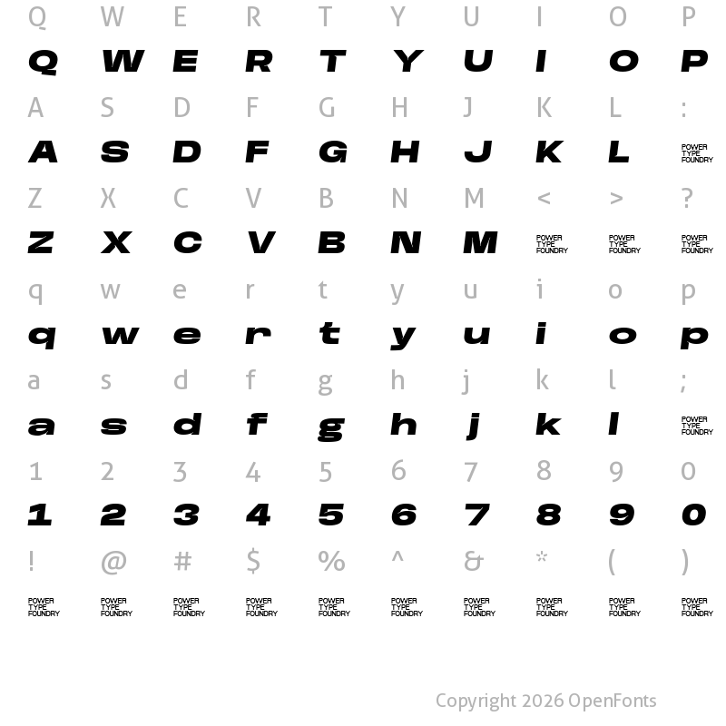 Character Map of Base Neue Trial Super Exp Black Oblique