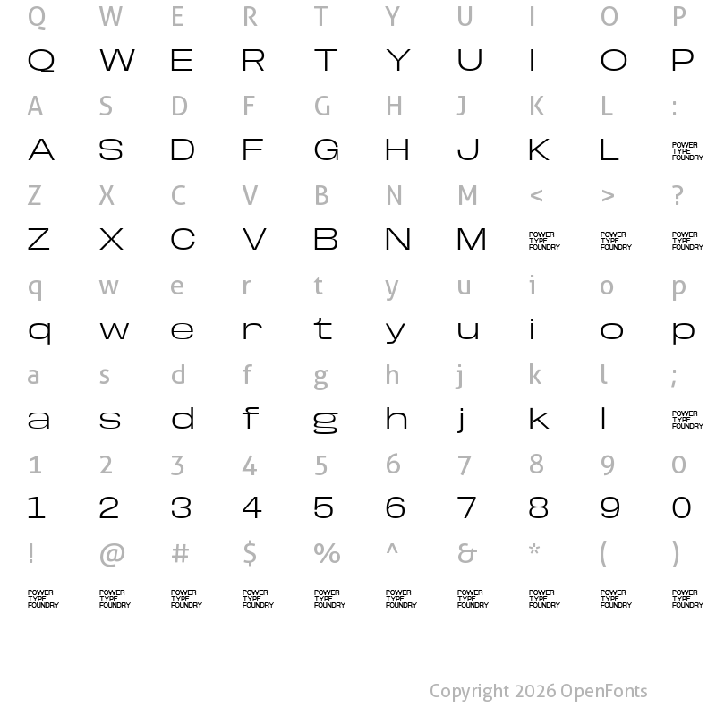 Character Map of Base Neue Trial Super Exp Light