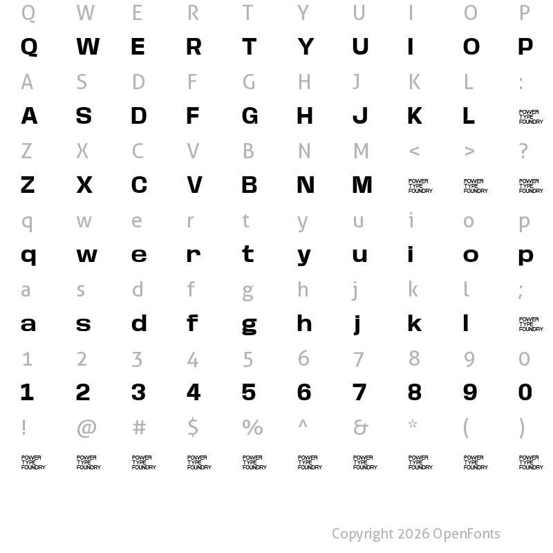 Character Map of Base Neue Trial Wide Bold