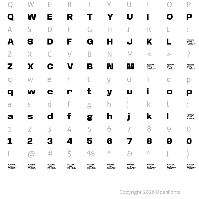 Character Map of Base Neue Trial Wide Extra Bold