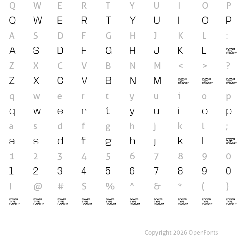 Character Map of Base Neue Trial Wide Light