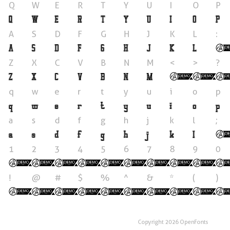 Character Map of Baseballer Demo Shadow