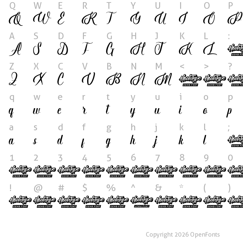 Character Map of Baseliner Demo Regular