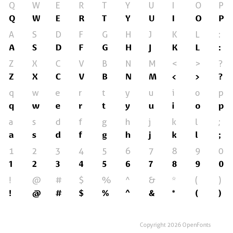 Character Map of BaselNeue-Bold ?