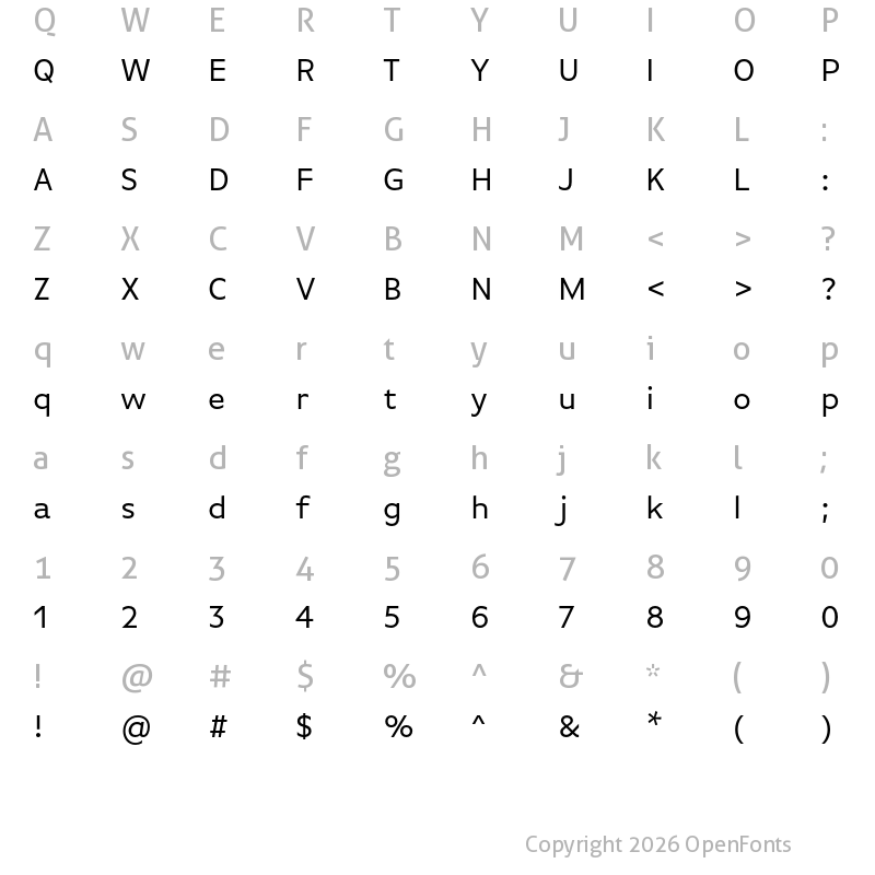 Character Map of Basic Gothic Pro Book