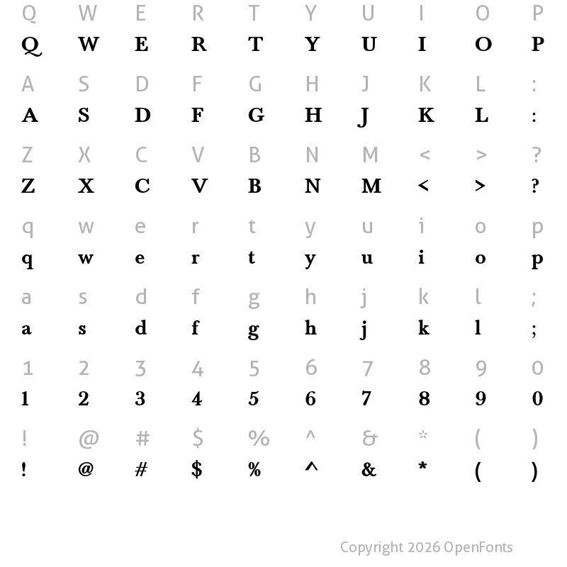 Character Map of Baskervald ADF Std Bold