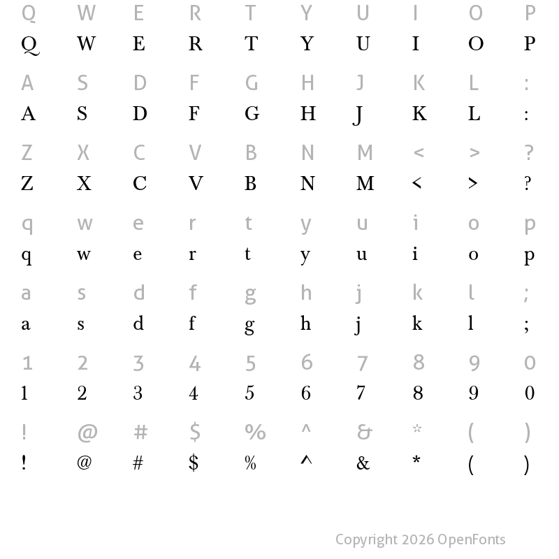 Character Map of Baskervald ADF Std Regular