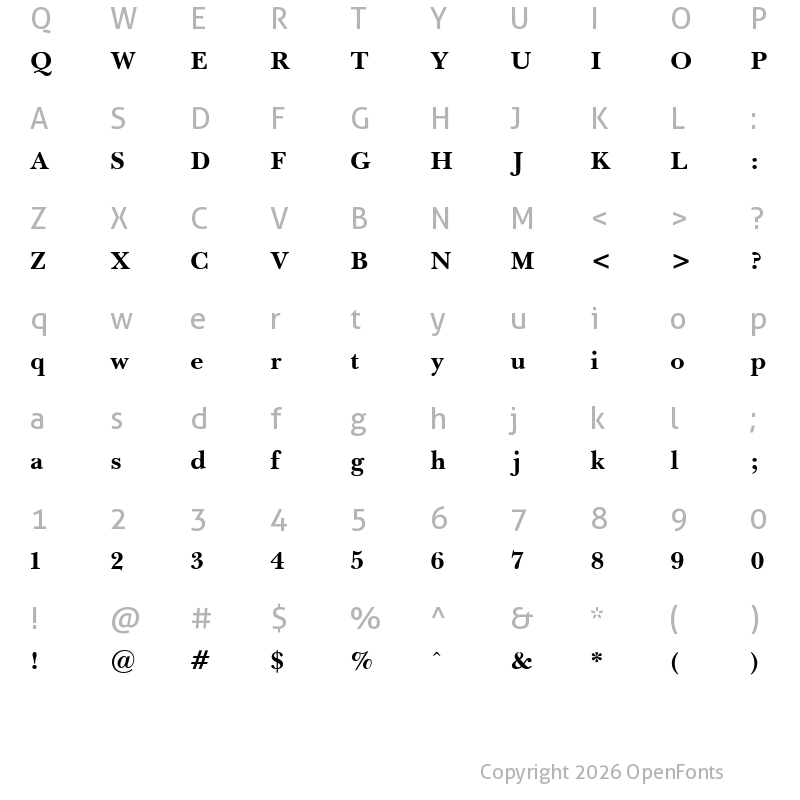 Character Map of Baskerville Bold