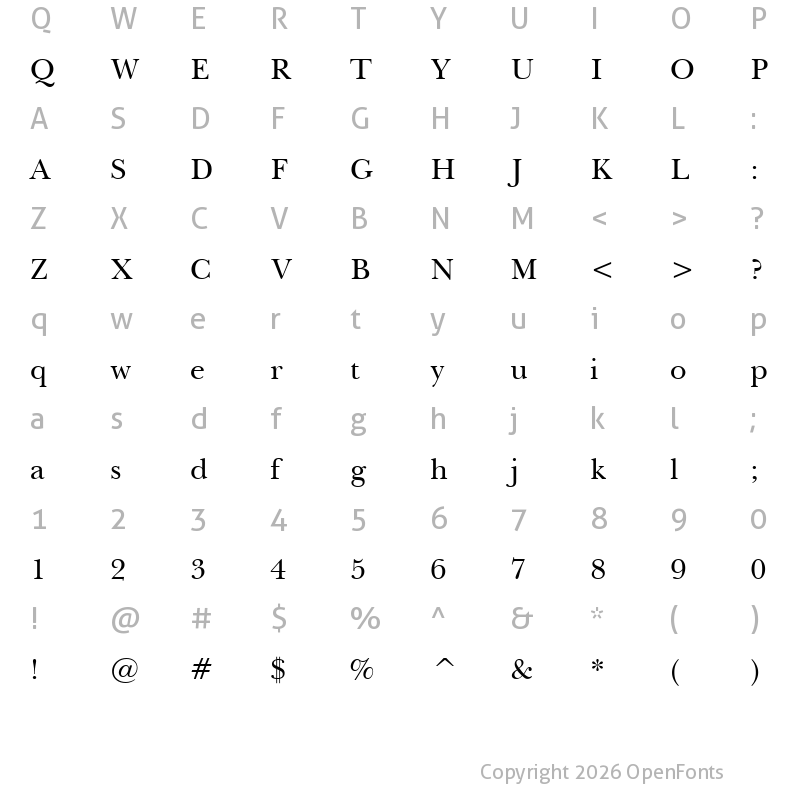 Character Map of Baskerville BT Roman