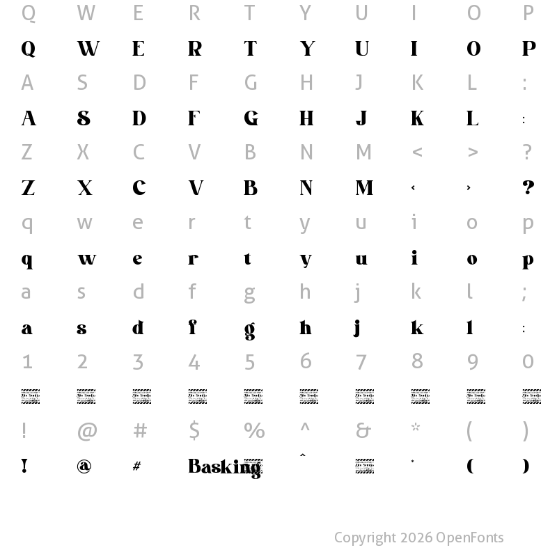 Character Map of Basking pesonal use Regular