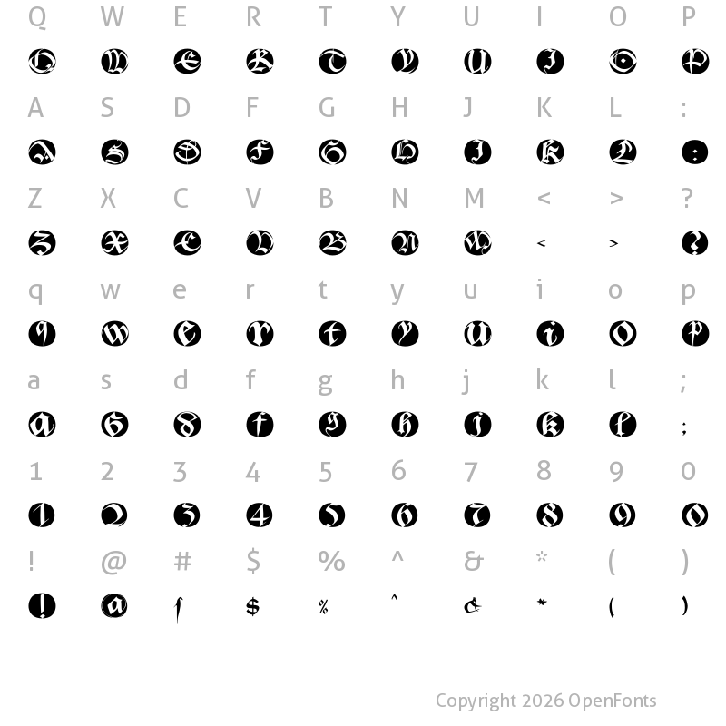 Character Map of BastardaButtonsBeta Regular