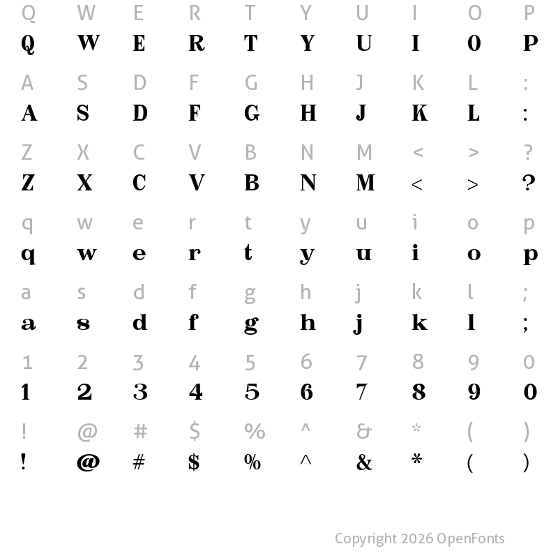 Character Map of Bastine Regular