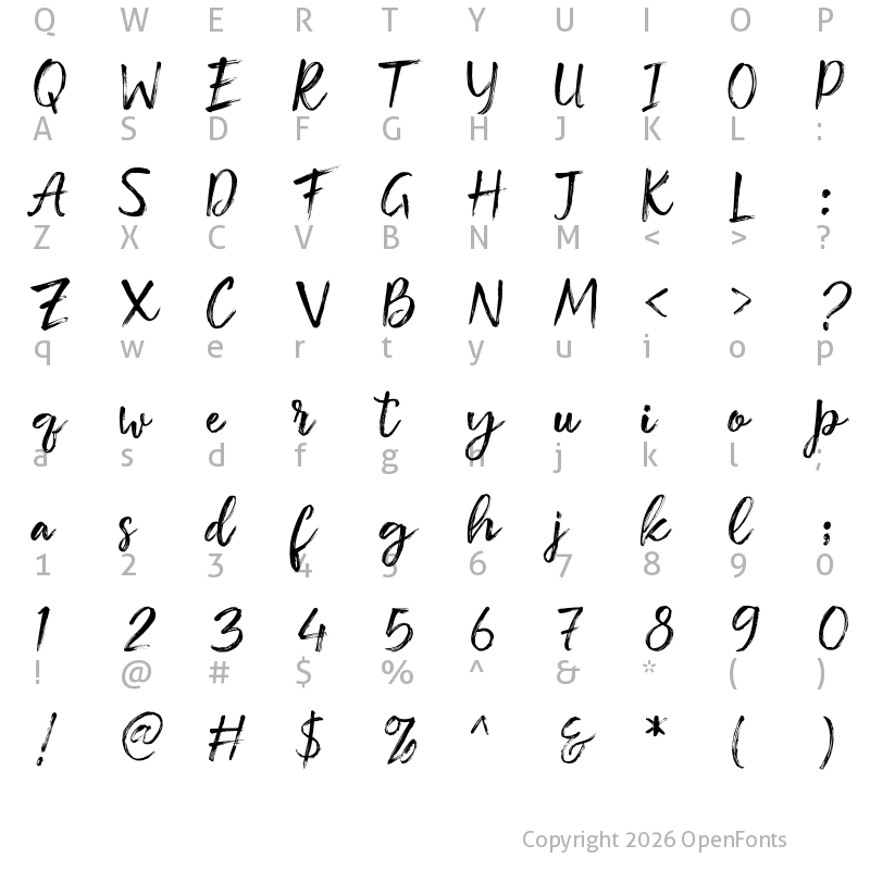 Character Map of Basting Brush Regular