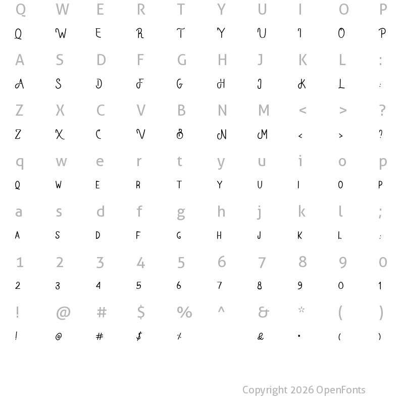 Character Map of Bataler Regular