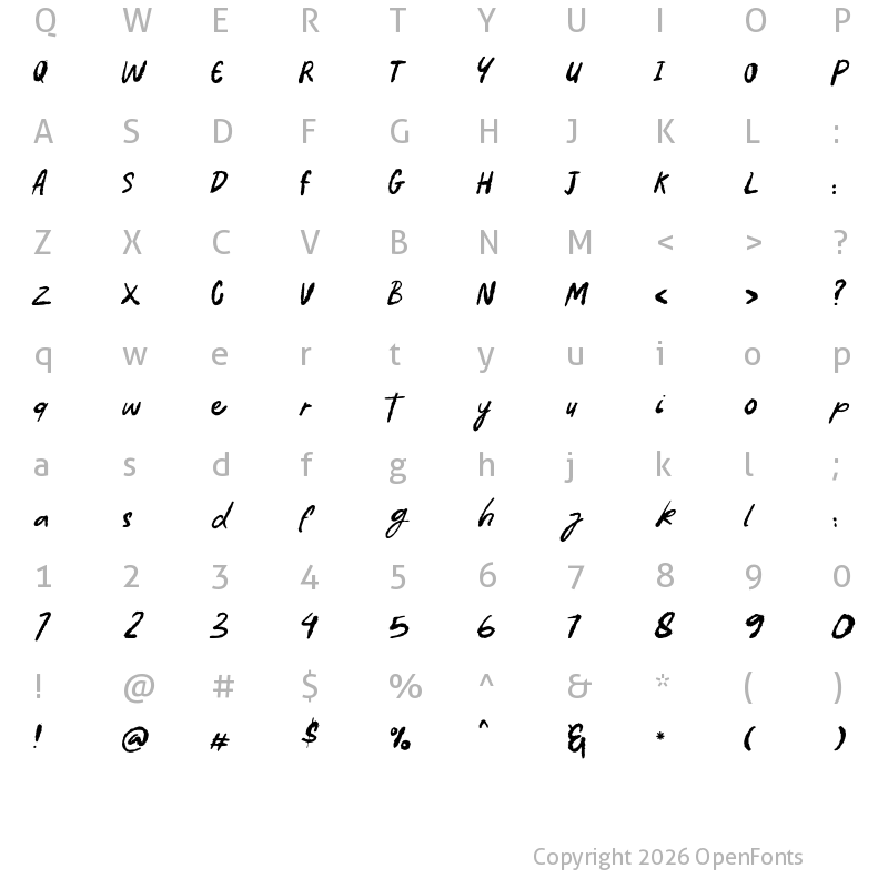 Character Map of Batang Tebo Regular