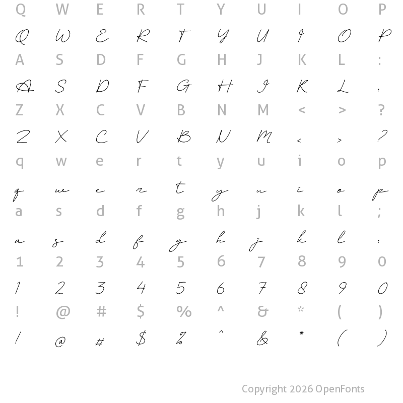 Character Map of Batelga Italic Regular