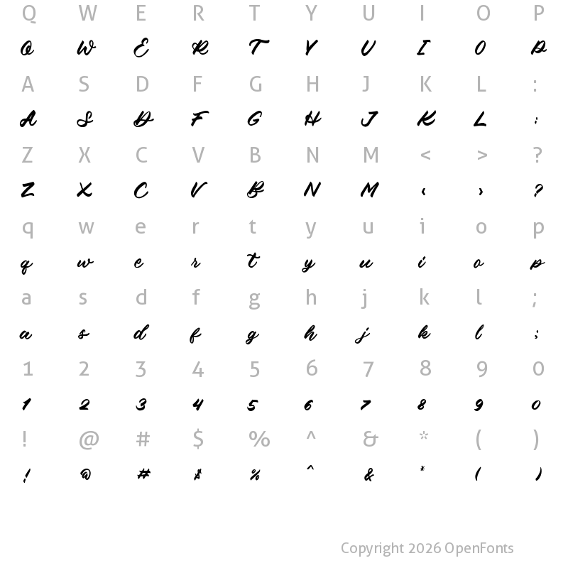 Character Map of Bathiora Regular