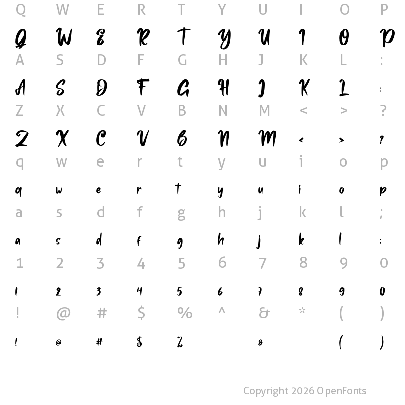 Character Map of Batrade Regular