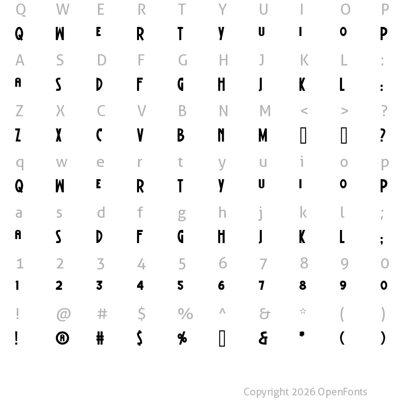 Character Map of BattleLines Regular