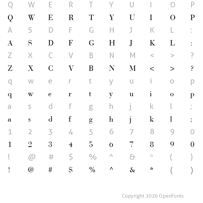 Character Map of BauerBodoni LT Regular