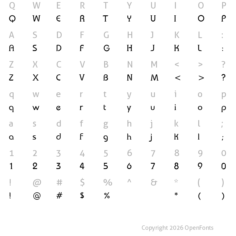 Character Map of bauserif Regular